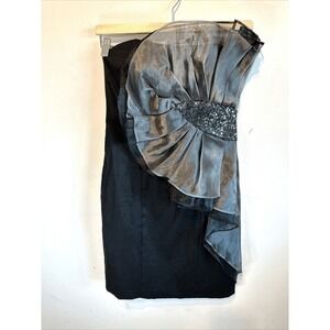 Jade Black‎ And metallic Sequin Strapless Mini Cocktail Party Dress Woman's 10
